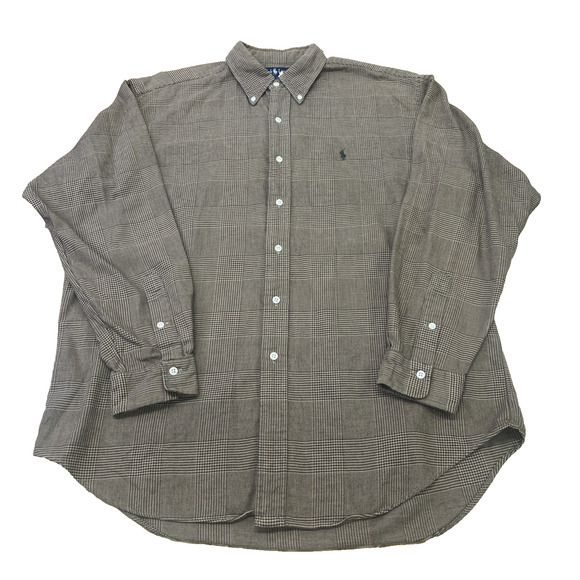 Vintage 90s Ralph Lauren Glen Plaid Flannel Shirt Size Large Preppy Huckberry - Picture 4 of 10